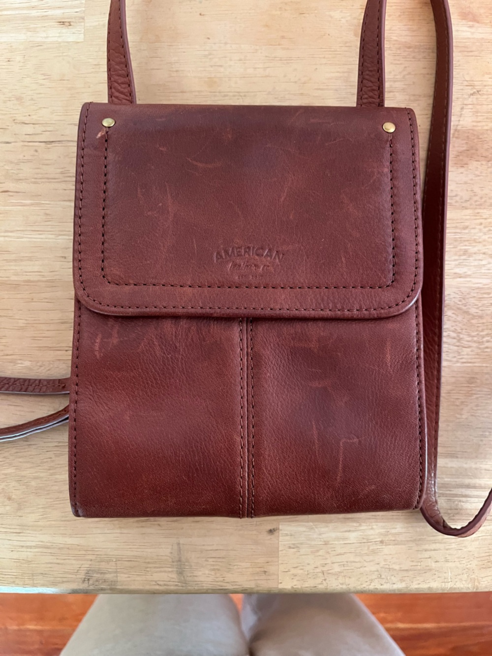 American Leather Crossbody Bag in Rich Chestnut Brown